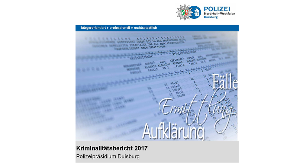 Statistikblatt mit Polizeilogo PP Duisburg